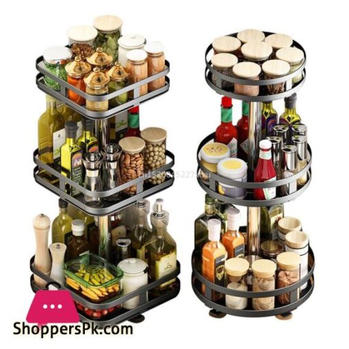 3 Tier Rotatable Kitchen Spice Racks Seasoning Bottle Storage Sorting Multifunctional Detachable Round Storage Rack