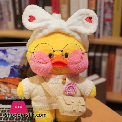 30cm Cute Duck Duck Soft Plush Duck Clothes Toy with Glasses Kawaii Girl Duck Doll Animal Pillow Birthday Gift for Kids Boy