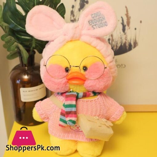 30cm Cute Duck Duck Soft Plush Duck Clothes Toy with Glasses Kawaii Girl Duck Doll Animal Pillow Birthday Gift for Kids Boy