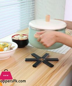 1Pc Black Foldable Non slip Heat Resistant Pad Trivet Pan Placemat Pot Holder Mat Coaster Cushion Kitchen AccessoriesMats Pads
