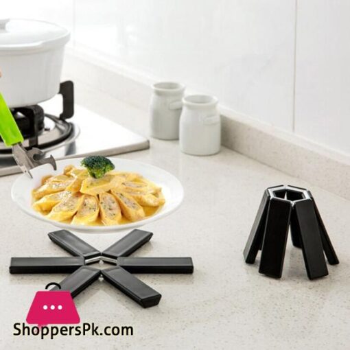 1Pc Black Foldable Non slip Heat Resistant Pad Trivet Pan Placemat Pot Holder Mat Coaster Cushion Kitchen AccessoriesMats Pads