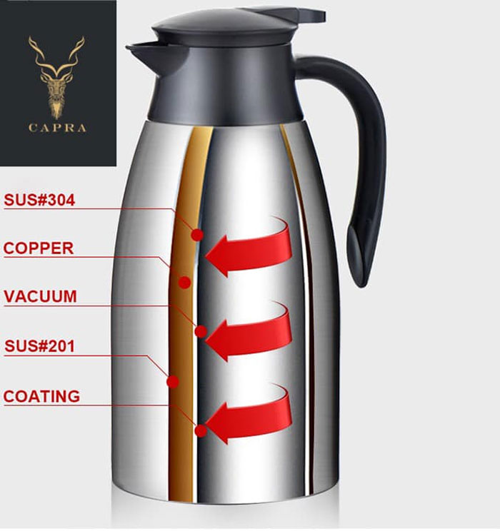 Capra High Quality Stainless Steel Double Wall Vacuum Flask 1-Liter