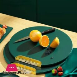 Chopping Board Can Be Vertical Double-sided Antibacterial and Mildew Proof Round Food Grade PE Nordic Green Cutting Board 35CM