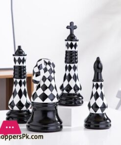 6 pcs set Creative Ceramic Black and White Chess pieces Decoration Office Desktop Ornaments Book Shelf Chess Pieces Crafts Decor