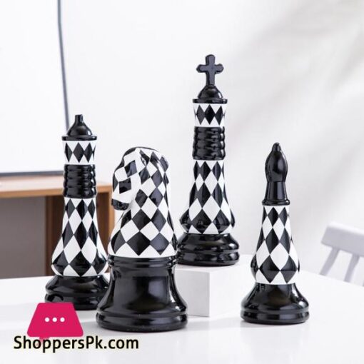 6 pcs set Creative Ceramic Black and White Chess pieces Decoration Office Desktop Ornaments Book Shelf Chess Pieces Crafts Decor