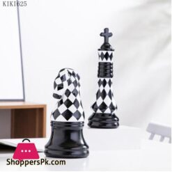 6 Pcs Set Creative Ceramic Black And White Chess Pieces Decoration Office Desktop Ornaments Book Shelf Chess Pieces Crafts Decor