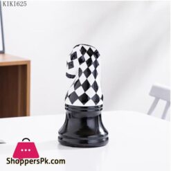 6 Pcs Set Creative Ceramic Black And White Chess Pieces Decoration Office Desktop Ornaments Book Shelf Chess Pieces Crafts Decor