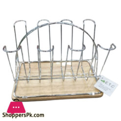 High Quality Stainless Steel Wood Base Glass Stand 8 Glass Hold