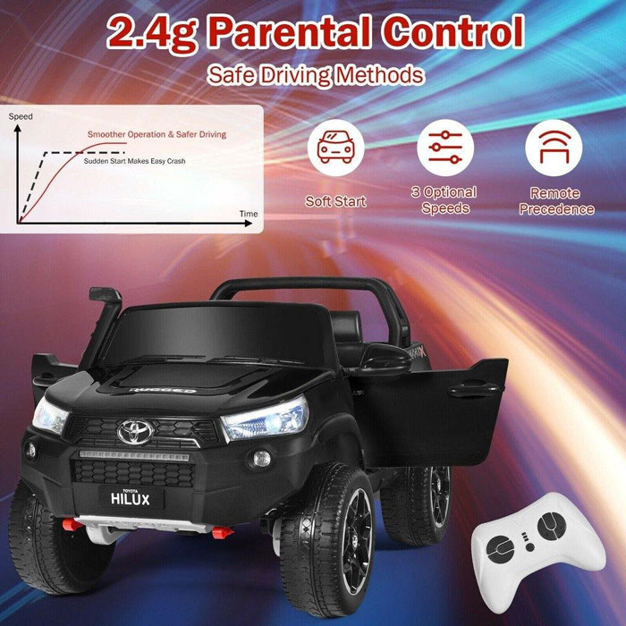 Licensed Toyota Hilux Ride On Truck Car 2-Seater 4Wd With Remote Control Black