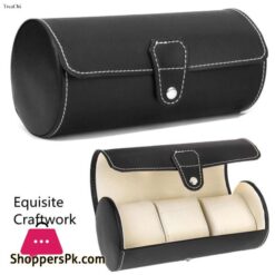 New 3 Slots Watch Roll Storage Box Portable Leather Clock Holder With Slid In Out Detach Wristwatch Display Jewelry Organizer Stylec Black