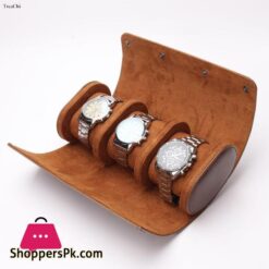 New 3 Slots Watch Roll Storage Box Portable Leather Clock Holder With Slid In Out Detach Wristwatch Display Jewelry Organizer Stylec Black