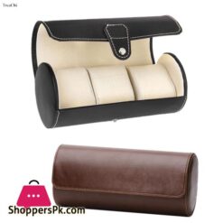 New 3 Slots Watch Roll Storage Box Portable Leather Clock Holder With Slid In Out Detach Wristwatch Display Jewelry Organizer Stylec Black