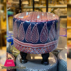 Round Ottoman Stool Wooden Soft Rest Chair Footstool Seat