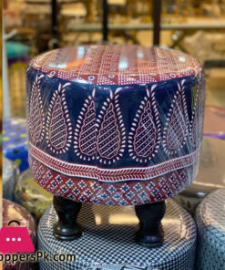 Round Ottoman Stool Wooden Soft Rest Chair Footstool Seat