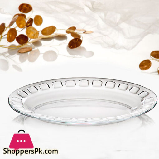 Set of 2 Glayol Large Oval Platter Glass Serving Dishes Transparent Glass 13 Inches Rice Dishes Pack of 2