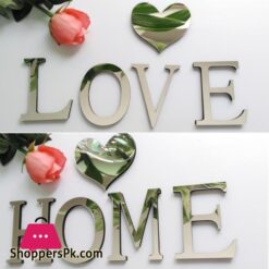 Wall Sticker English Alphabet Acrylic Mirrior 3D Sticker Decoration Wedding Love Letters Decorative Alphabet