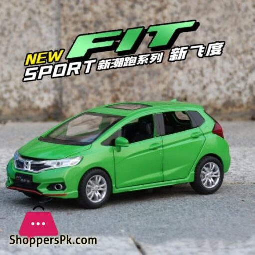 1:32 Scale Diecast Toy Car Model Honda FIT JAZZ SUV Pull Back Door Openable Sound & Light Educational Collection Gift For Kid