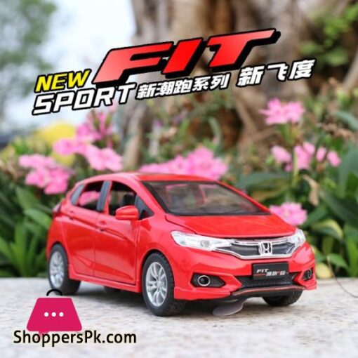 1:32 Scale Diecast Toy Car Model Honda FIT JAZZ SUV Pull Back Door Openable Sound & Light Educational Collection Gift For Kid