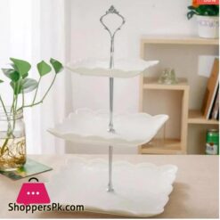 Embossed Snack Dish Cake Tray 3 Tier Cupcake Stand Tiered Serving Cake Stand Square White Embossed Dessert Stand Weddings Parties Pastry Serving Tray 3 Tier Ceramic Luxurious Dessert Stand Tower Tree Display Pastry Serving Tray Ceramic Material