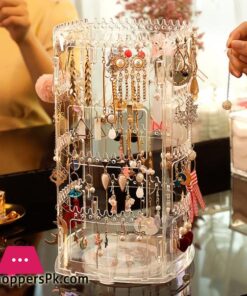 360 Degree Rotating Jewelry Storage Box Earring Display Stand Plastic Earring Holder Showcase Jewelry Organizer Box