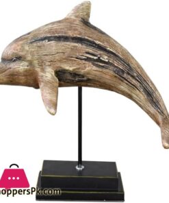 Aida Bz Dolphin Statue Sculpture Imitation Wooden Resin Crafts Ornaments Home Hotel Office Desktop Decorations 28X405X16CM
