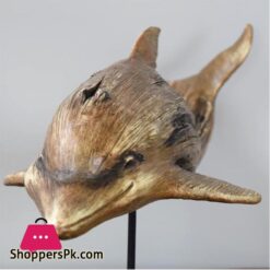 Aida Bz Dolphin Statue Sculpture Imitation Wooden Resin Crafts Ornaments Home Hotel Office Desktop Decorations 28X405X16Cm