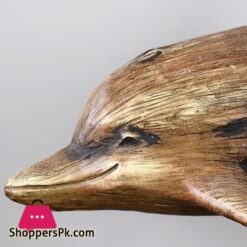 Aida Bz Dolphin Statue Sculpture Imitation Wooden Resin Crafts Ornaments Home Hotel Office Desktop Decorations 28X405X16Cm