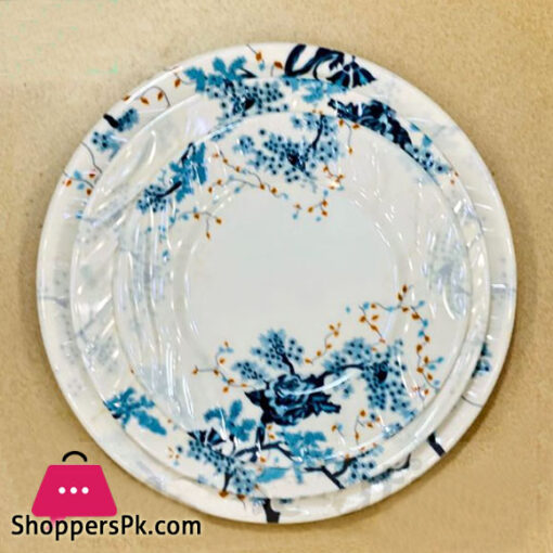 Blue Floral Melamine Quater Plate Pack of 6