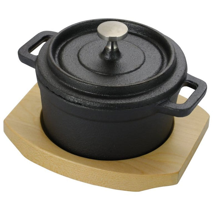 Cast Iron Pot With Wood Underline Cast Iron Casserole Dish 10 Cm