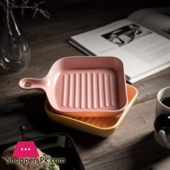 Nordic Potted Ceramic Plate Tableware Fruit Breakfast Plate Creative Baked Rice Plate Western Food Household Platedishes Plates