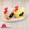 Cute Hens Salt And Pepper Set With Tray
