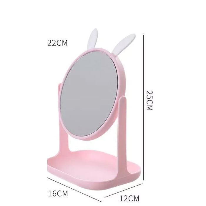 Desk Mirror Makeup Mirror Cat Ears Round Mirror Desktop Rotating Makeup Mirror