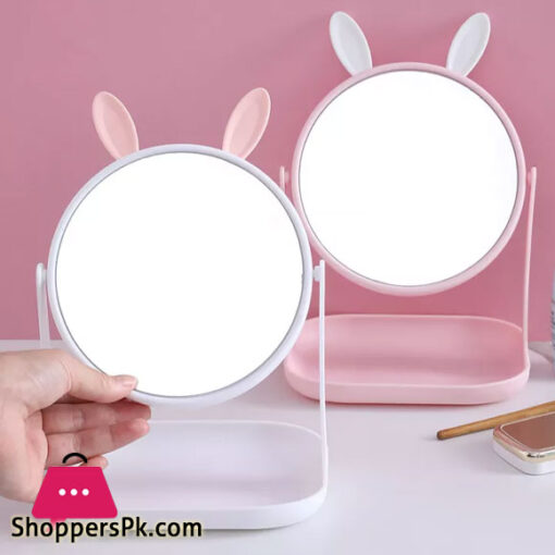 Desk Mirror Makeup Mirror Cat Ears Round Mirror Desktop Rotating Makeup Mirror