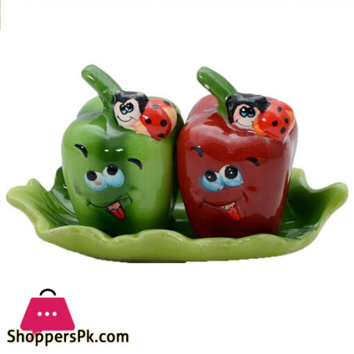 Dragon Capsicum Shape Green & Red Ceramic Salt & Pepper Shaker Set 1 Piece Salt & Pepper Set  (Ceramic)