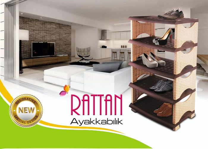 Egemen Plastic Rattan Shoe Rack Fresh Life Rattan Shoe Rack