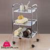 Exclusive Household And Bathroom Trolley - Mobile Bathroom Rack 3 Shelves Steel