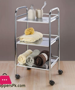 Exclusive Household and Bathroom Trolley - Mobile Bathroom Rack 3 Shelves Steel