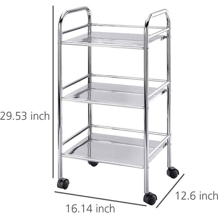 Exclusive Household And Bathroom Trolley - Mobile Bathroom Rack 3 Shelves Steel