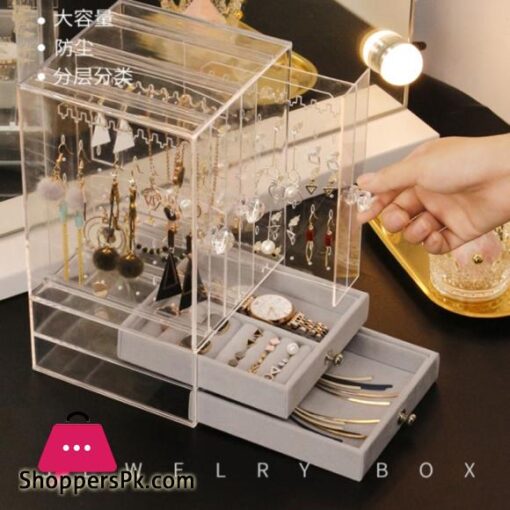 Jewelry Box Earring Storage Box Jewelry Drawer Display Rack Organizer Necklace Jewelry Watch Cabinet Plastic