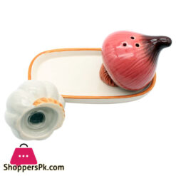 Ceramic Salt And Pepper Shakers 2 Pcs Set Onion / Mushroom Design