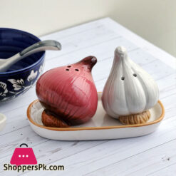 Ceramic Salt and Pepper Shakers 2 Pcs Set Onion / Mushroom Design