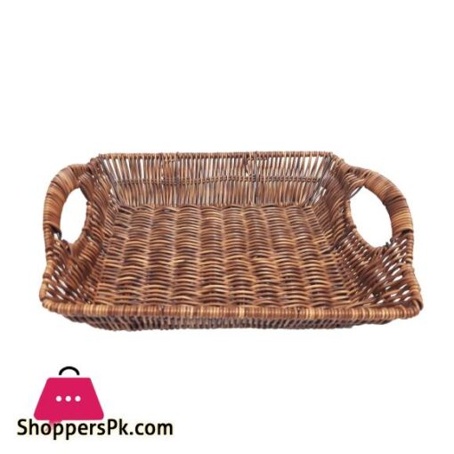 Rattan Bread Basket Rectangle with Handle Size 14 Inch 15 Inch