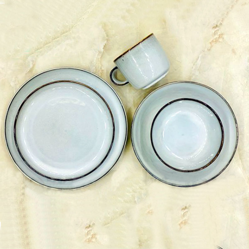 Shoppers Superior Quality New Glossy Color Stoneware Dinner Series In Basic Granite Finish 6-Person 30 Pcs Set