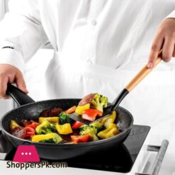 Silicone Kitchen Cookware Set With Wooden Handle Heat Resistant Non Stick Cookware Baking Tools With Storage Box Accessoriescookware Sets