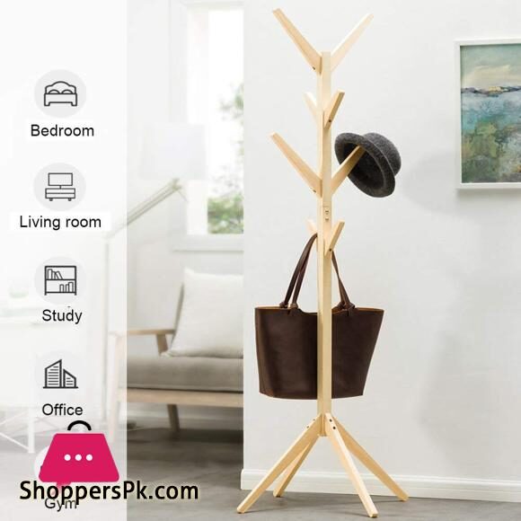 Solid Wood Hanger Floor Standing Coat Racks 8 Hooks Home Furniture Storage Clothes Hanging Wooden Hanger Bedroom Drying Rack