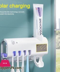 UV Toothbrush Holder Sanitizer Solar USB Powered Wall Mount Toothbrush Holder Toothpaste Dispenser for BathroomBathroom Shelves