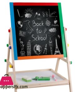 2 in 1 Wooden Kids Learning Art Easel Magnetic Stationery Double Sided Drawing Board Kit