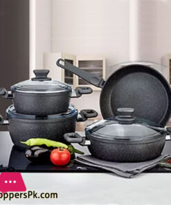 Alya Granite Casserole 7 Piece Cookware Set CENK Turkey Made