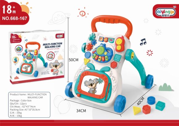 Professional Manufacturer Multifunctional Learning Musical Toy 4 Wheels Baby Walker With Drawing Pad