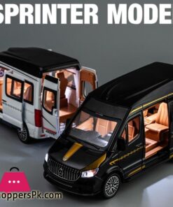 124 Benzs Sprinter Mpv Alloy Car Model Diecast Metal Toy Bus Car Model Sound And Light High Simulation Collection Kids Toy Gift